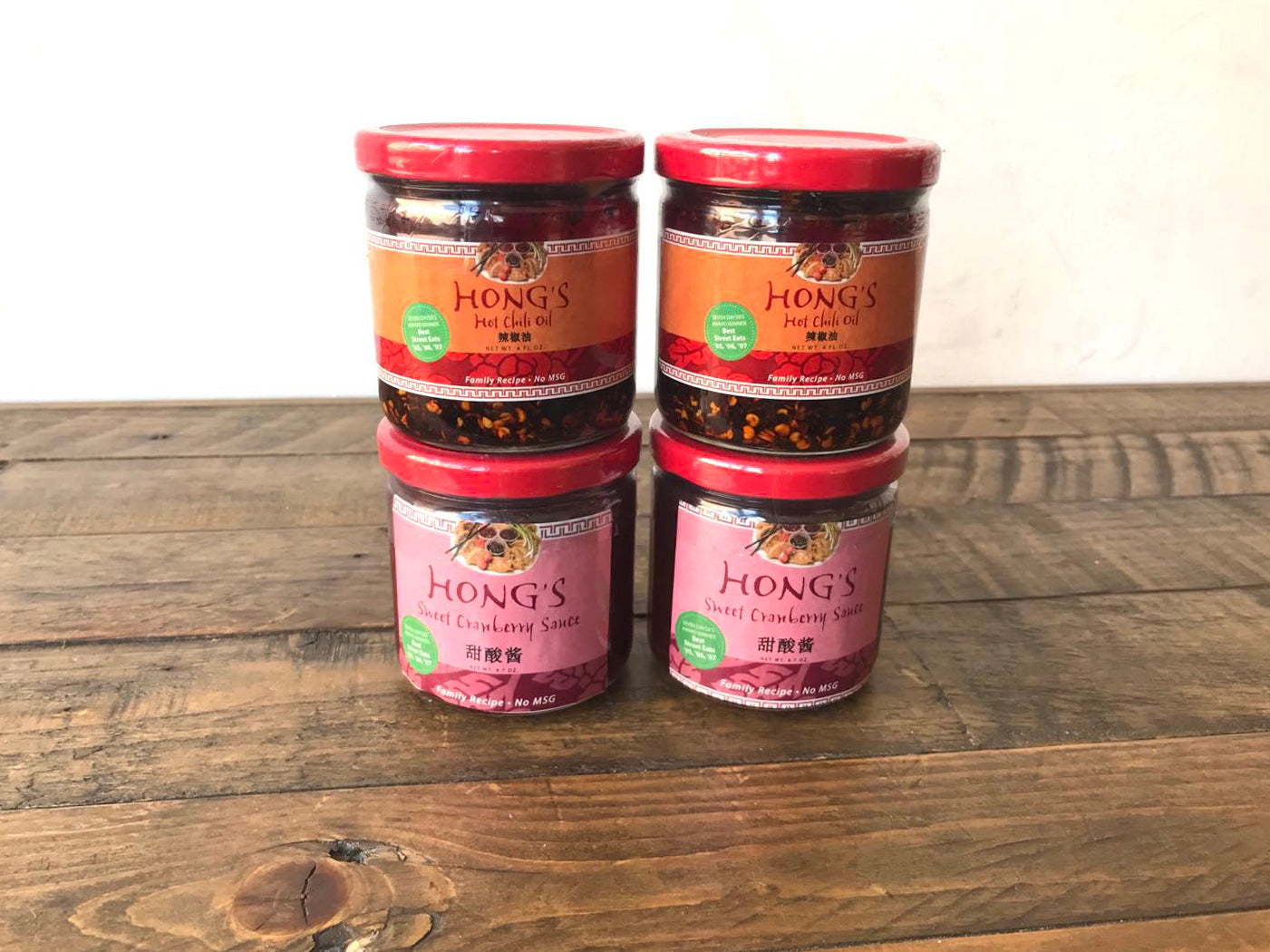 Hot Chili Oil + Sweet Cranberry sauce (2 jars of each)